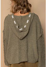 Pol Clothing Chenille V-Neck Pullover Hoodie Sweater