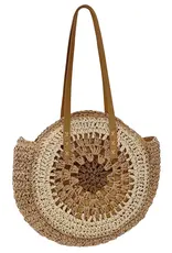 Cap Zone Boho Circle Crochet Rattan Round Beach Tote