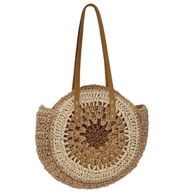 Cap Zone Boho Circle Crochet Rattan Round Beach Tote