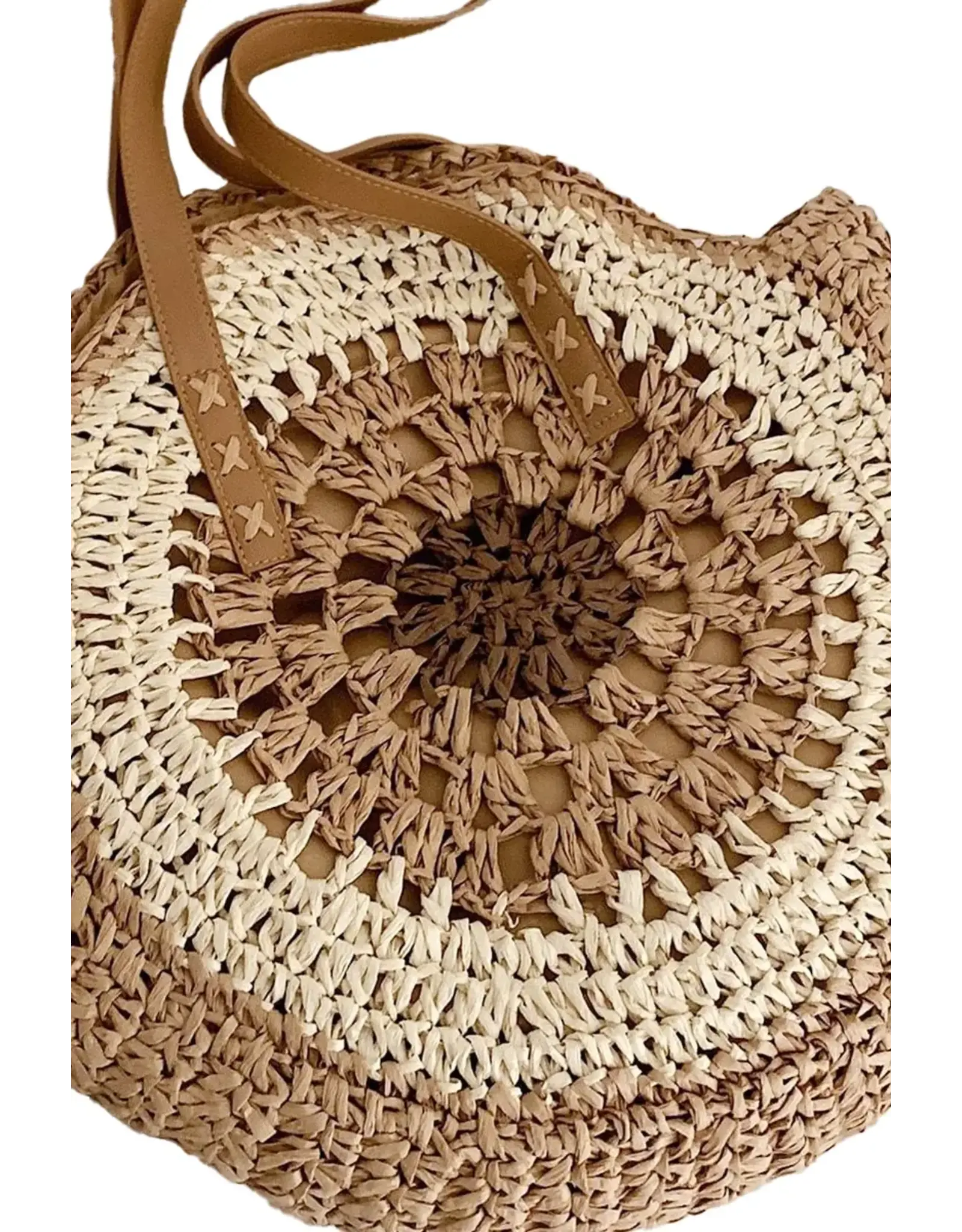 Cap Zone Boho Circle Crochet Rattan Round Beach Tote