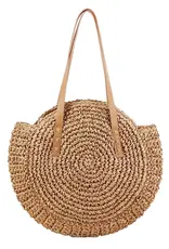 Cap Zone Boho Evil Eye Rattan Round Beach Tote