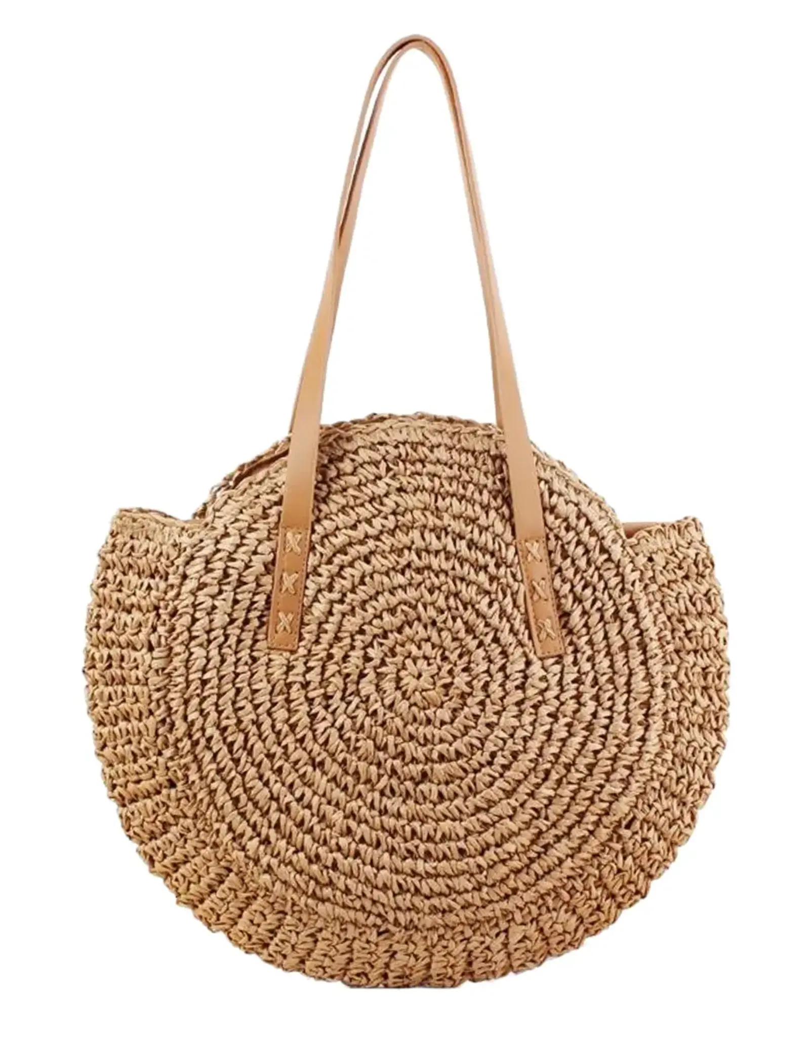 Cap Zone Boho Evil Eye Rattan Round Beach Tote