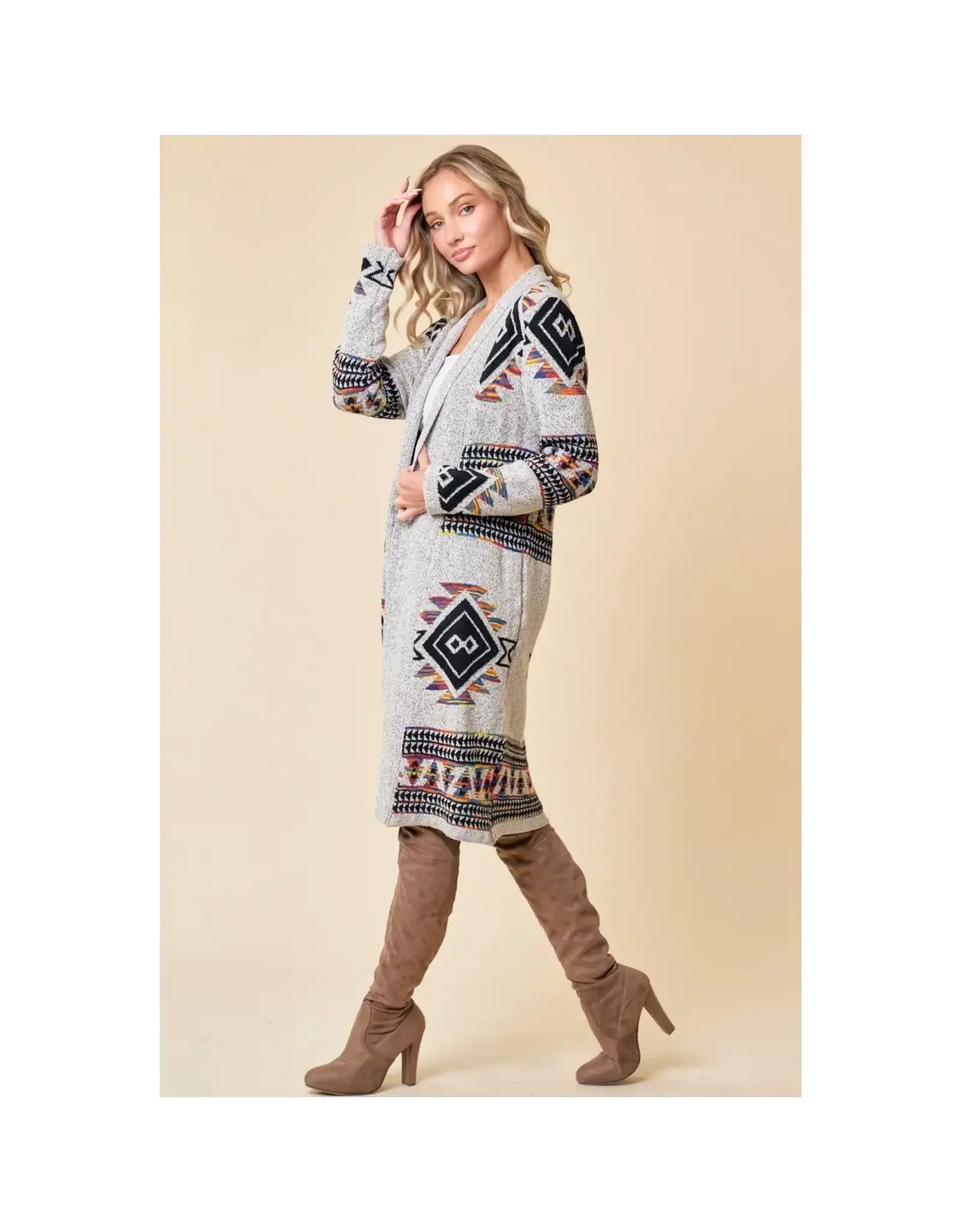 BNS Rainbow Multi Diamond Open Cardigan
