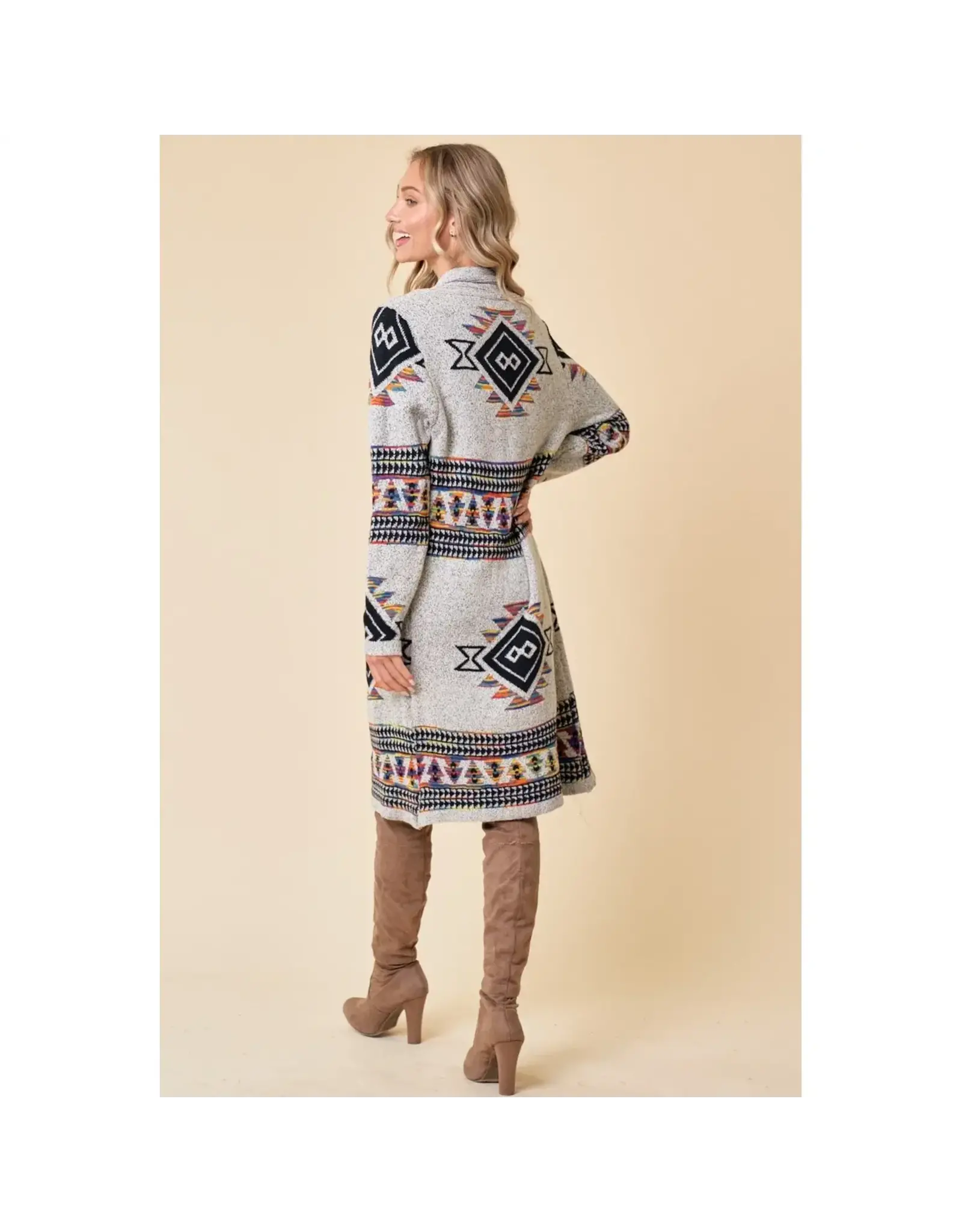 BNS Rainbow Multi Diamond Open Cardigan