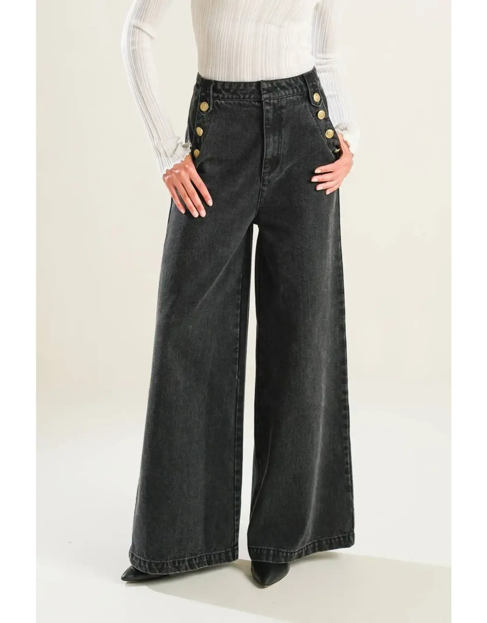 Flying Tomato Washed Denim Wide Leg Pants