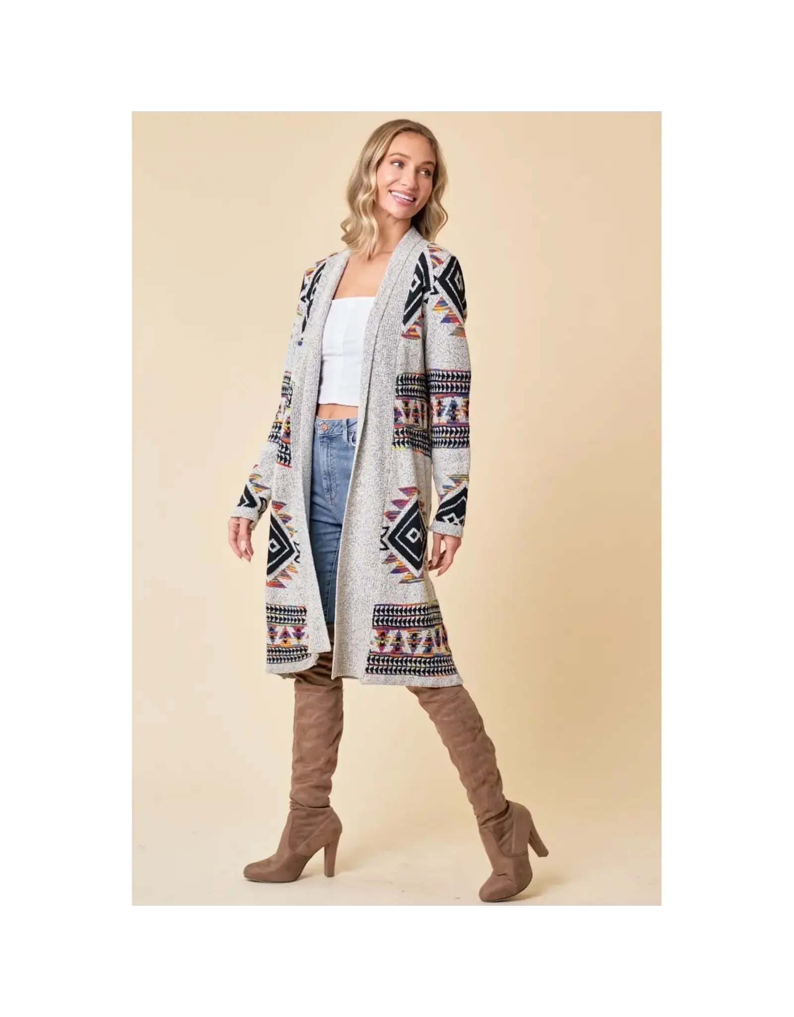 BNS Rainbow Multi Diamond Open Cardigan