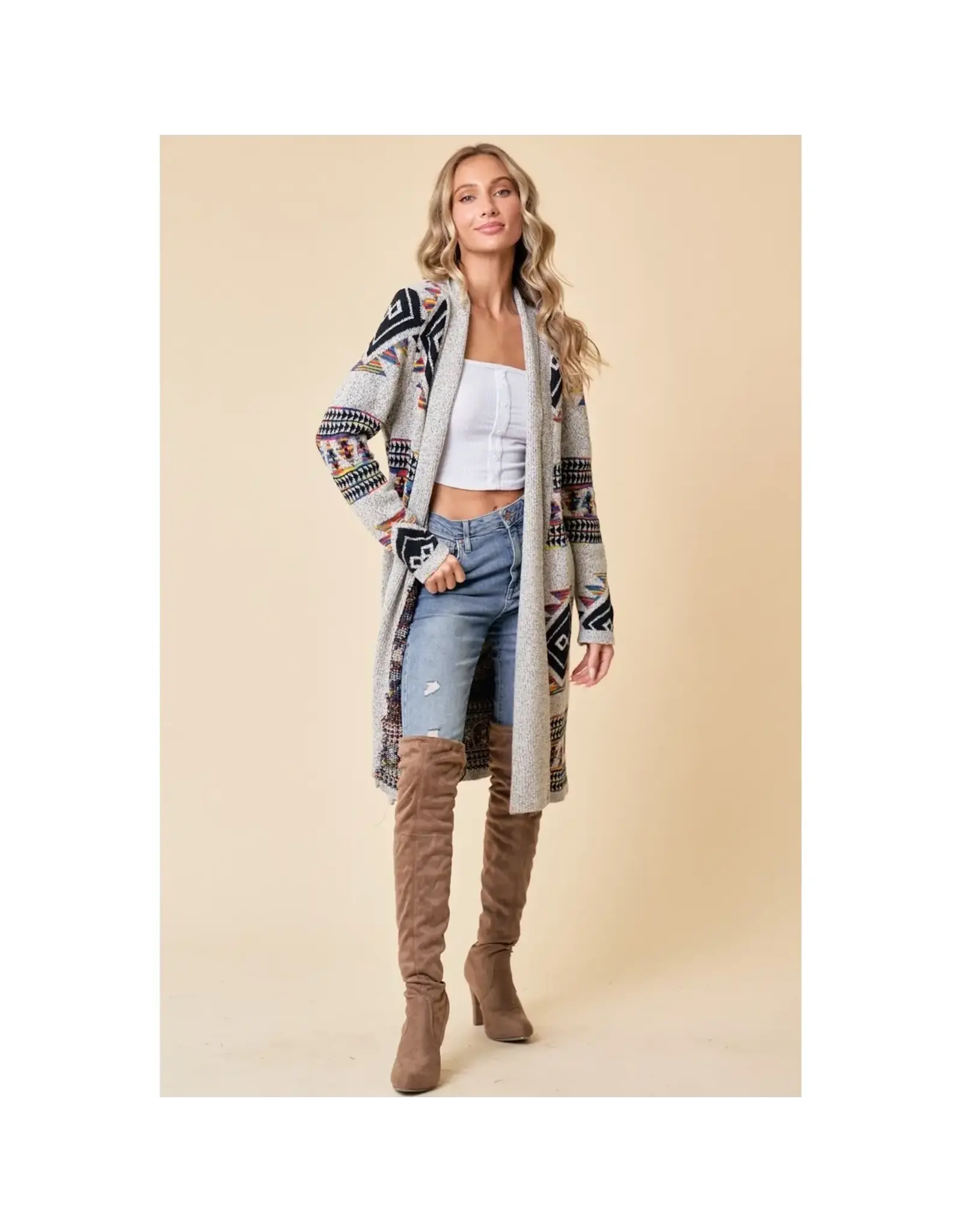 BNS Rainbow Multi Diamond Open Cardigan