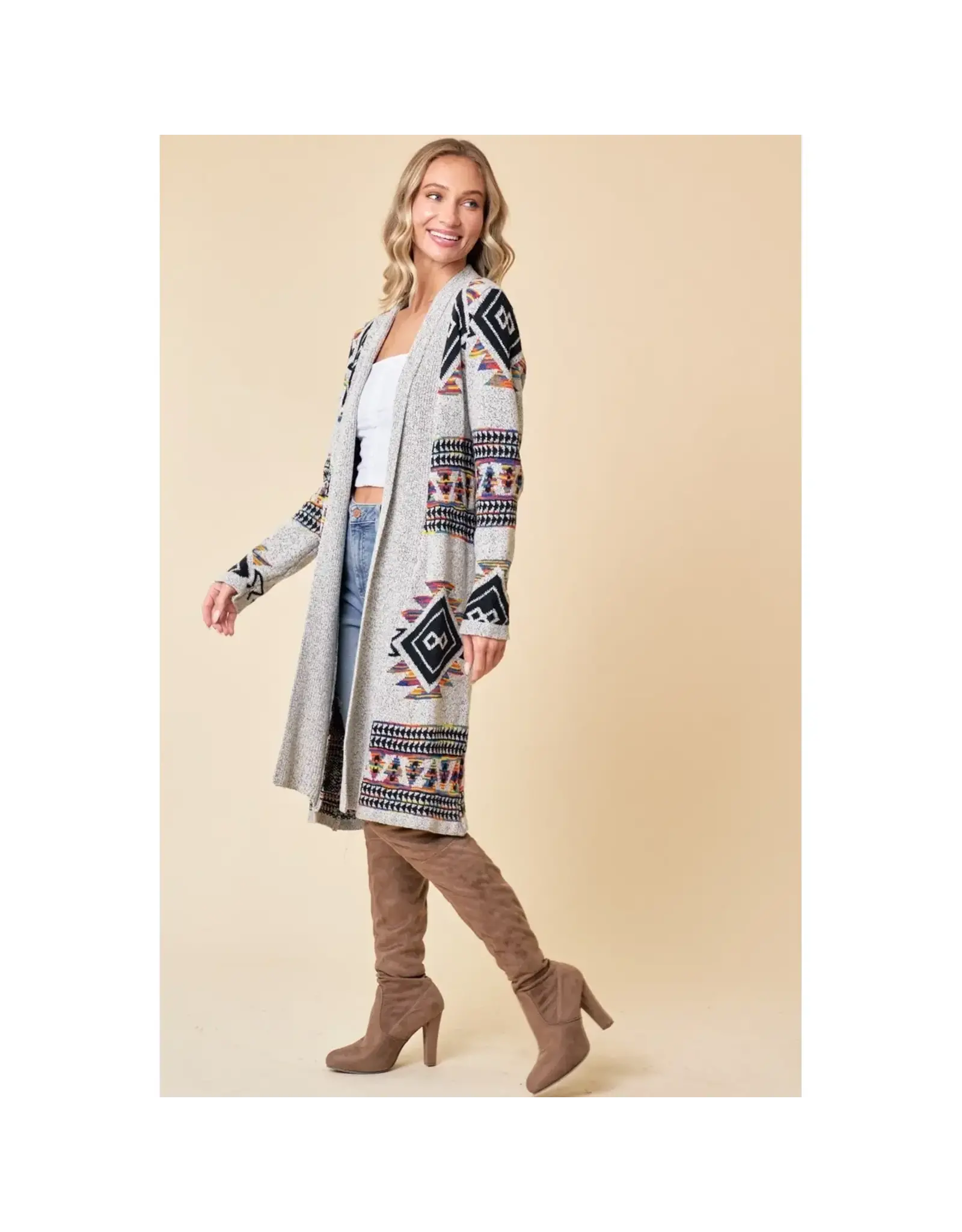 BNS Rainbow Multi Diamond Open Cardigan