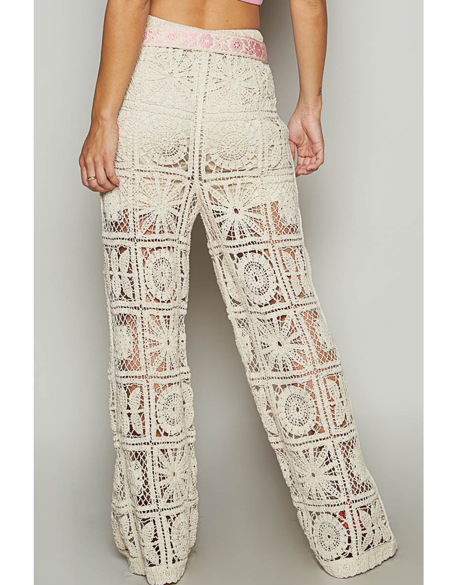 Pol Clothing Straight Leg Crochet Pants
