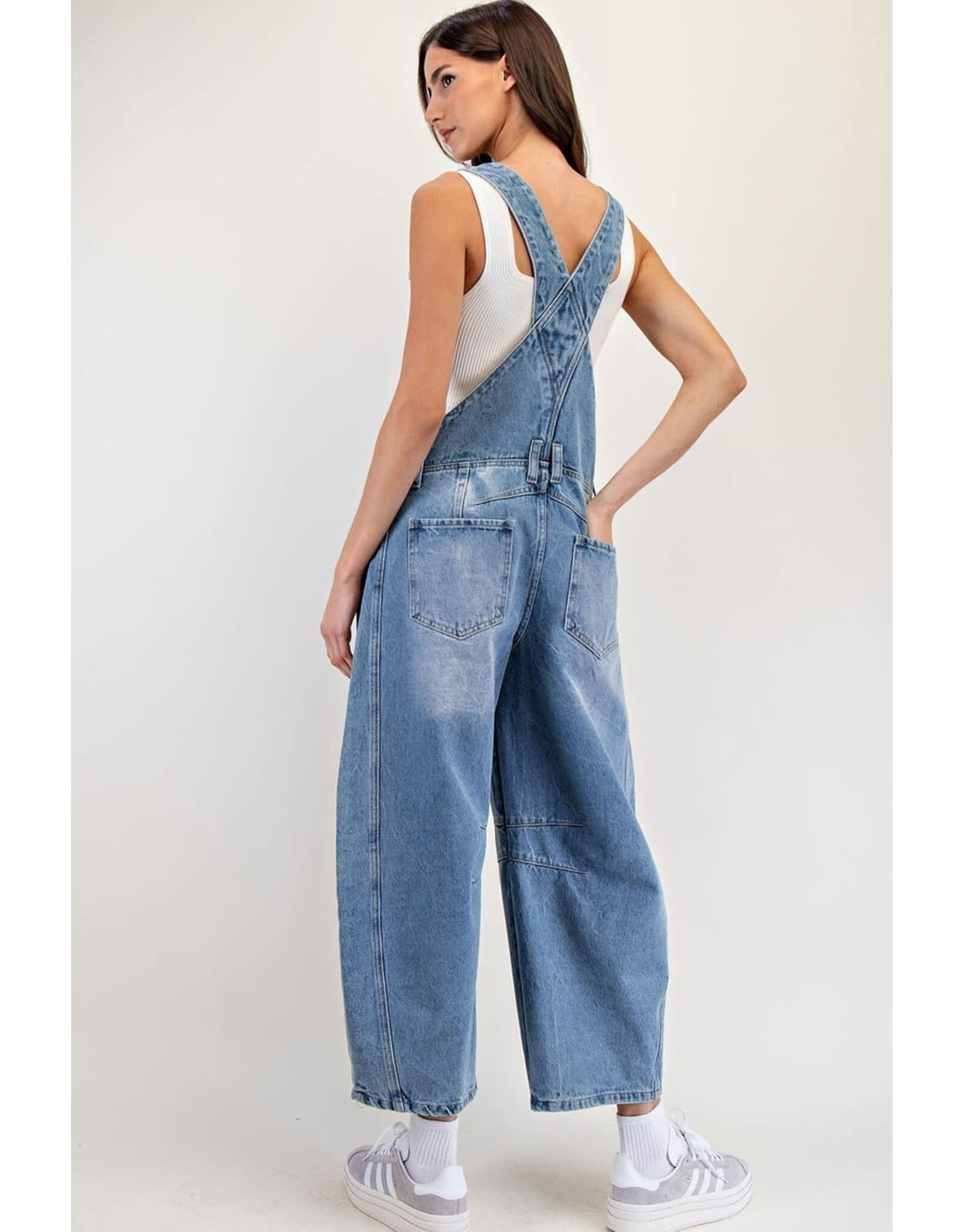 Eesome Mineral Washed Barrel Leg Jumpsuit