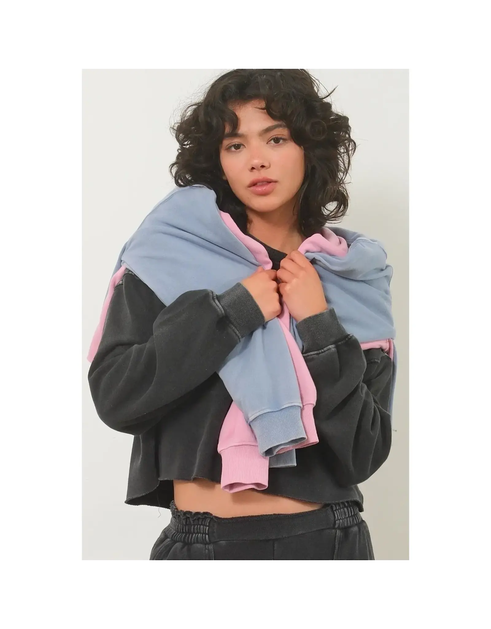 HYFIVE Oversized Cropped Sweatshirt With Raw Hem