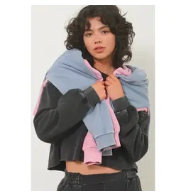 HYFIVE Oversized Cropped Sweatshirt With Raw Hem