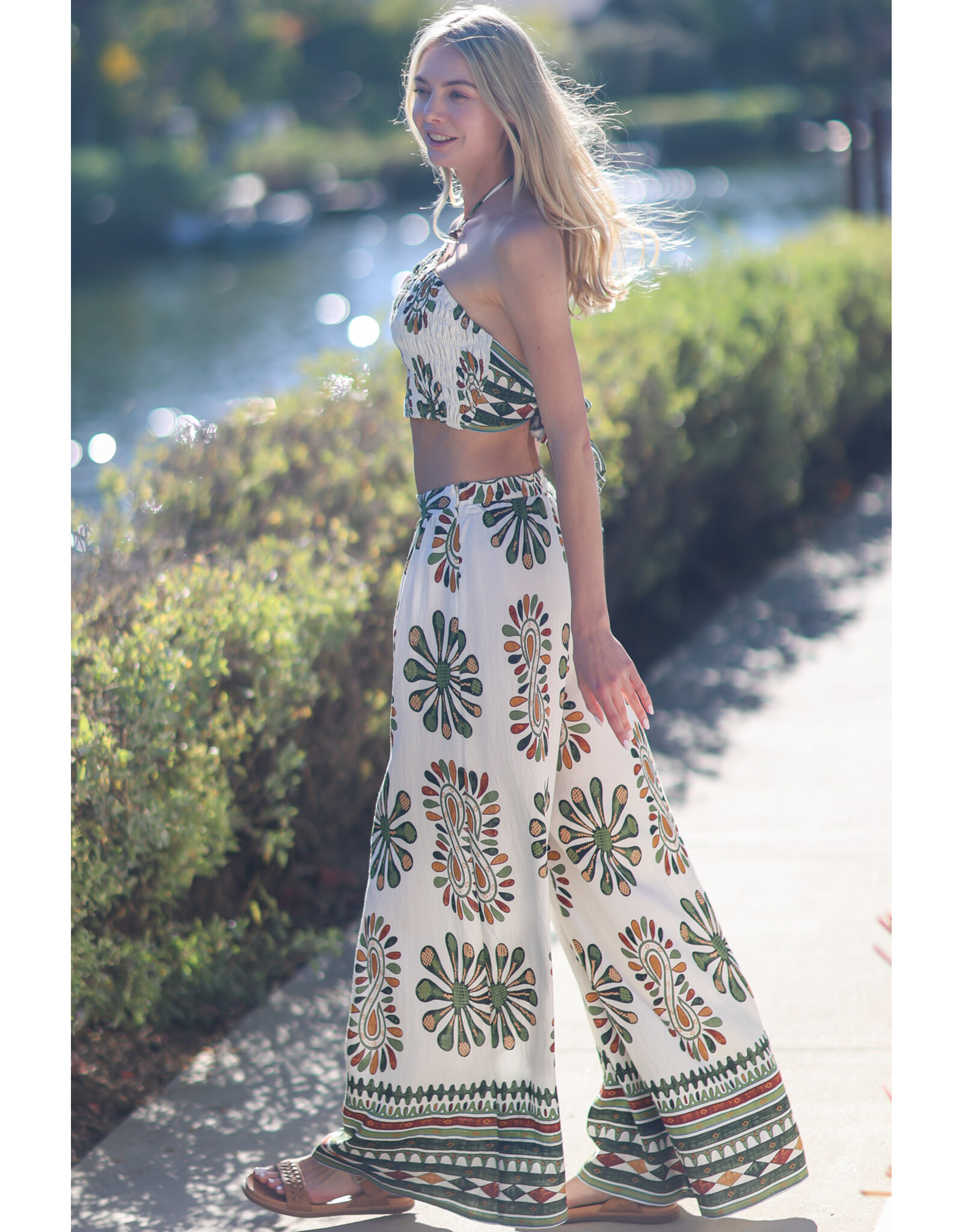 Aakaa Halter Tie Top & Long Pants Set