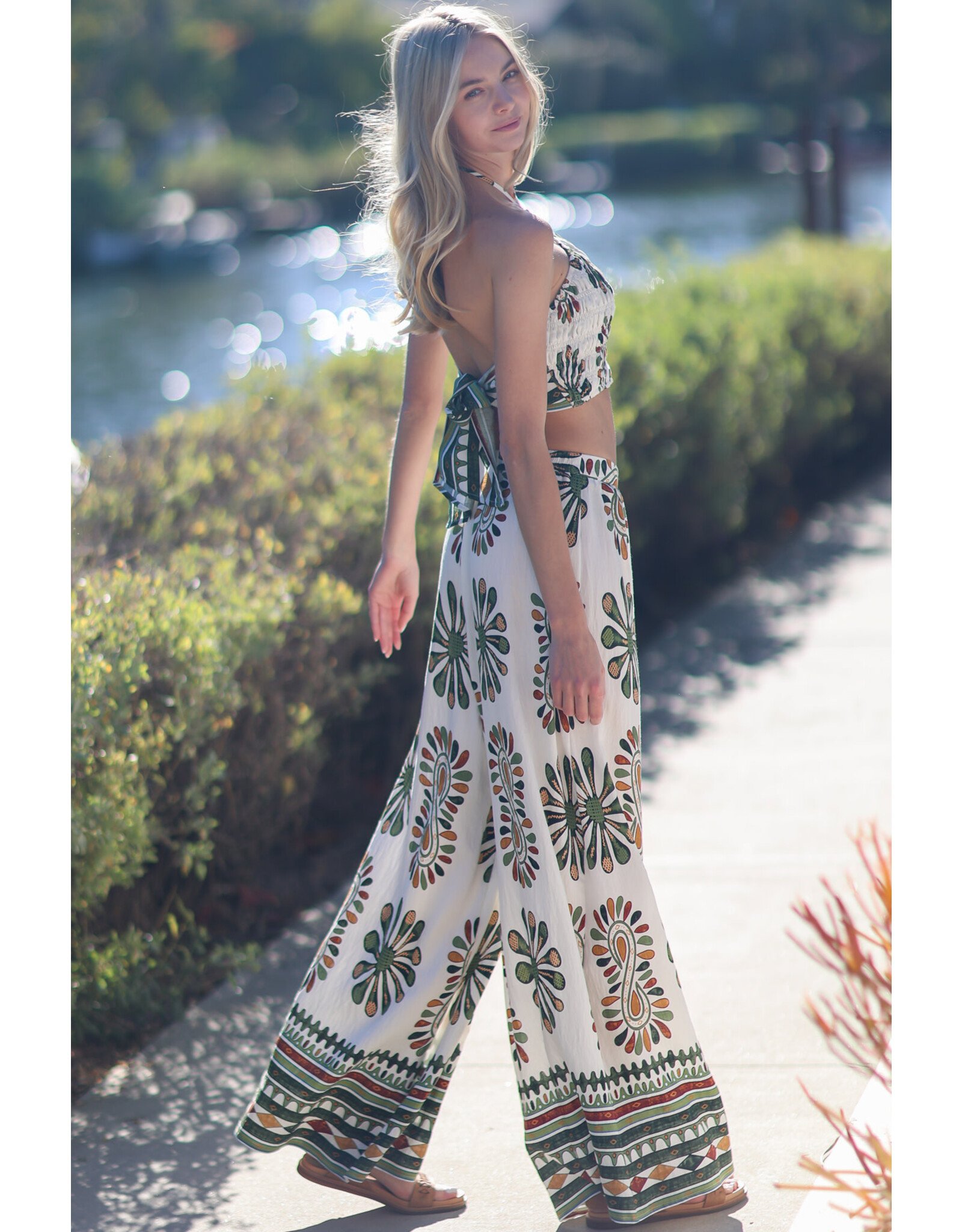 Aakaa Halter Tie Top & Long Pants Set
