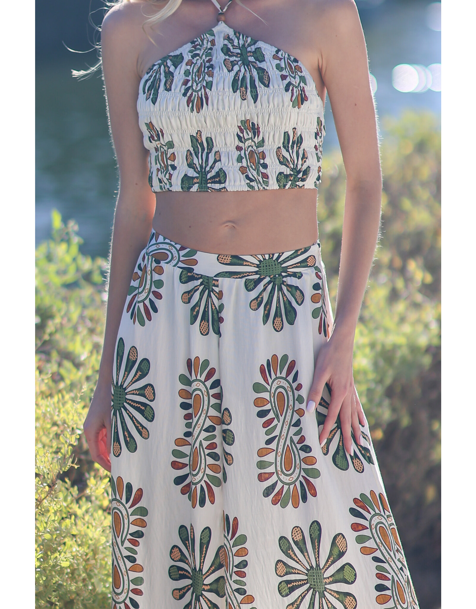 Aakaa Halter Tie Top & Long Pants Set
