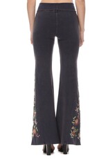 T Party Mineral Wash Floral Embroidered Flare Yoga Pants