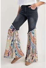 Easel Print Bottom Washed Denim Pants
