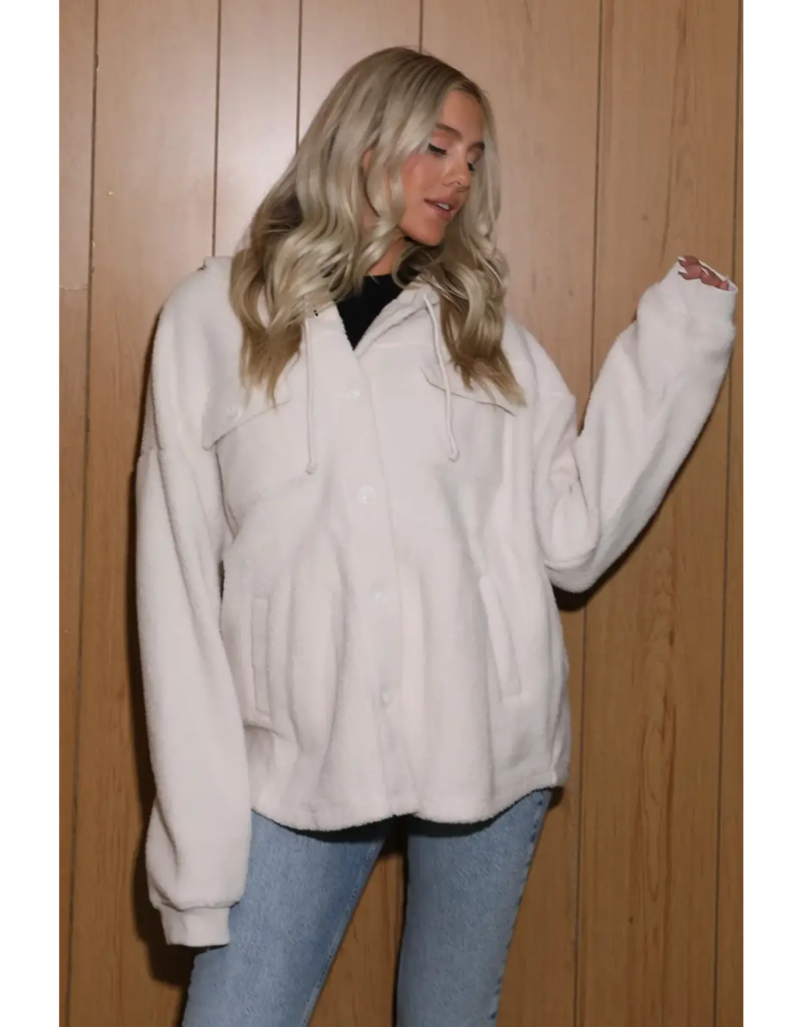 Angie Teddy Fur Button Shacket