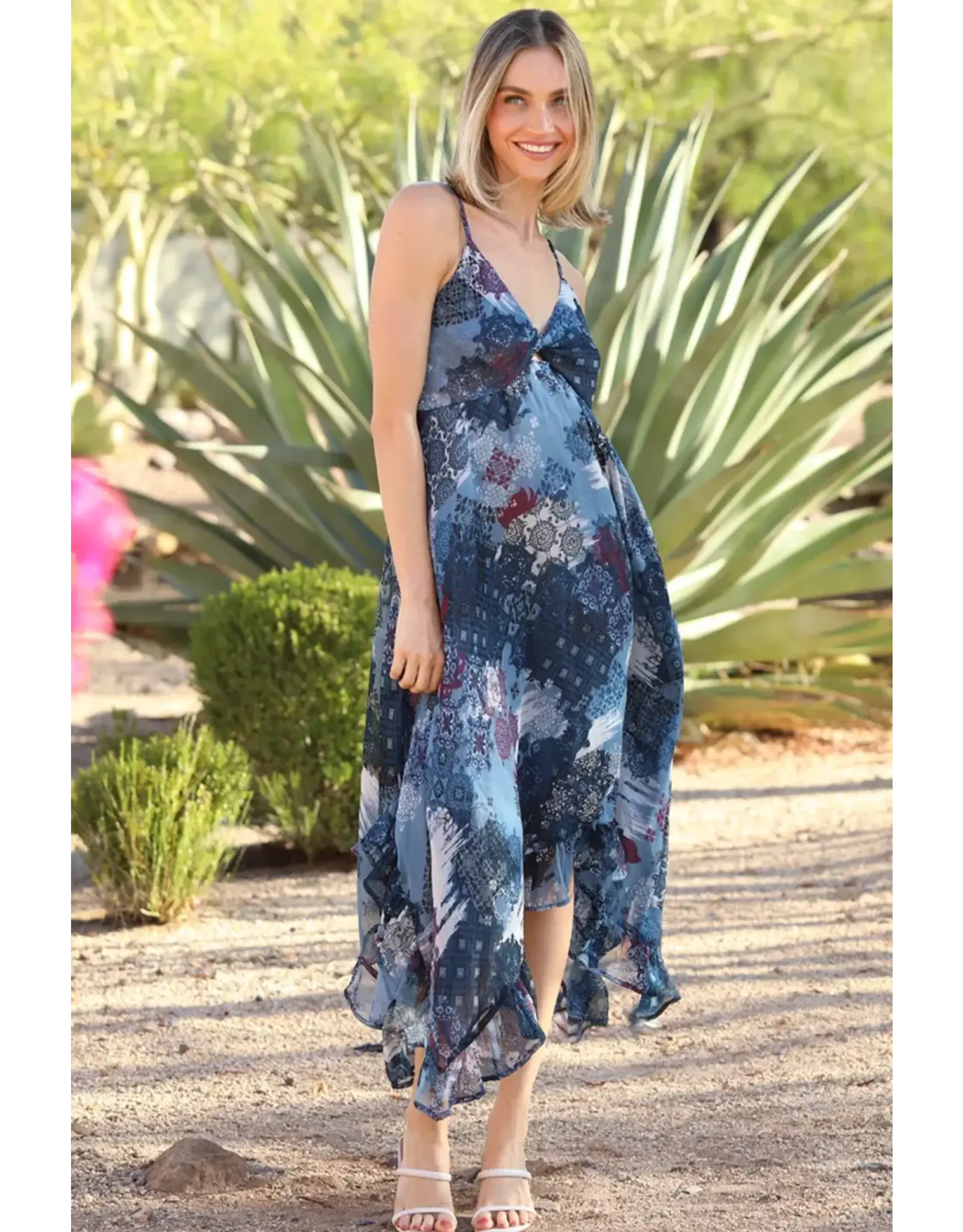 Angie Sharkbite Patch Print Maxi Dress
