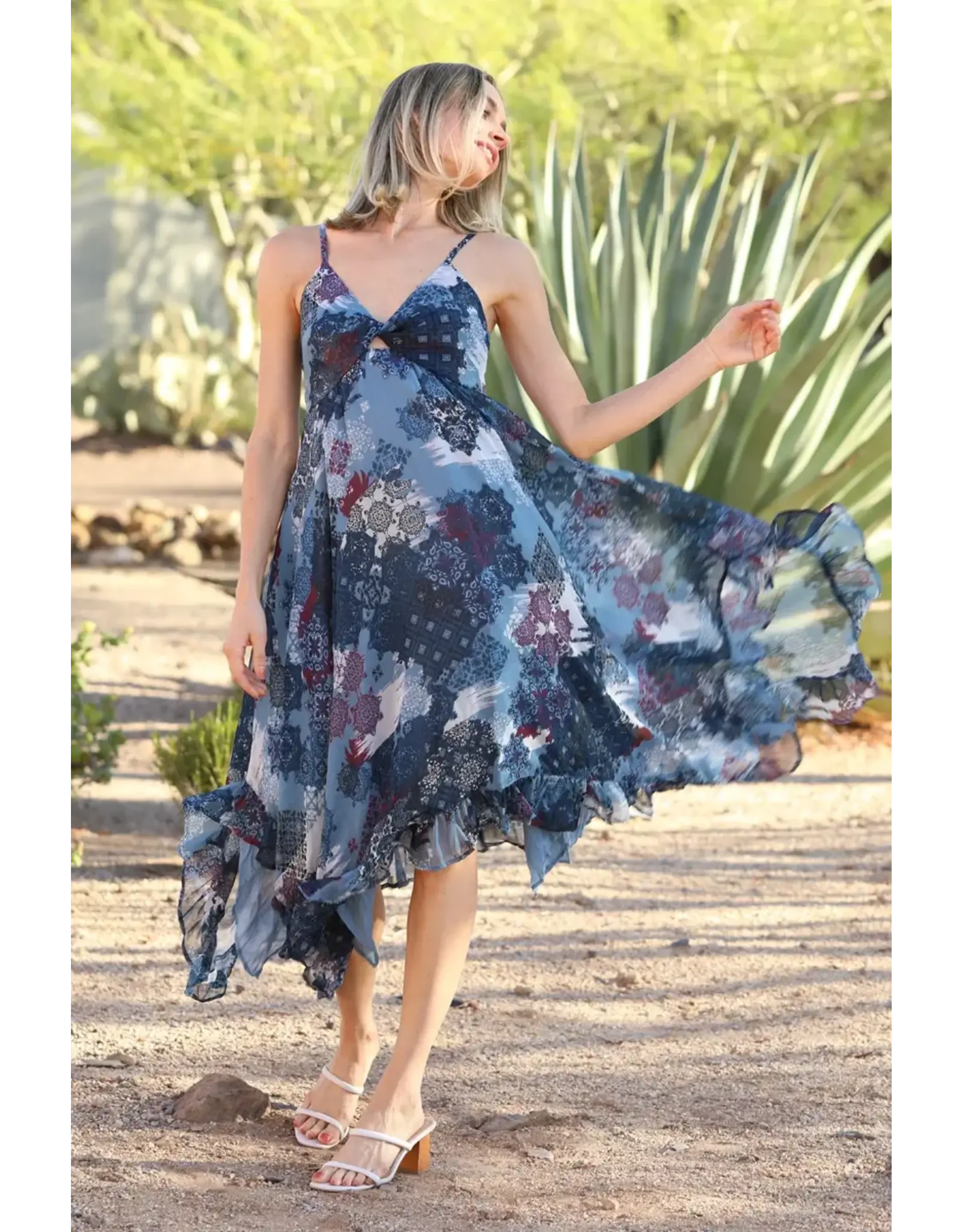 Angie Sharkbite Patch Print Maxi Dress