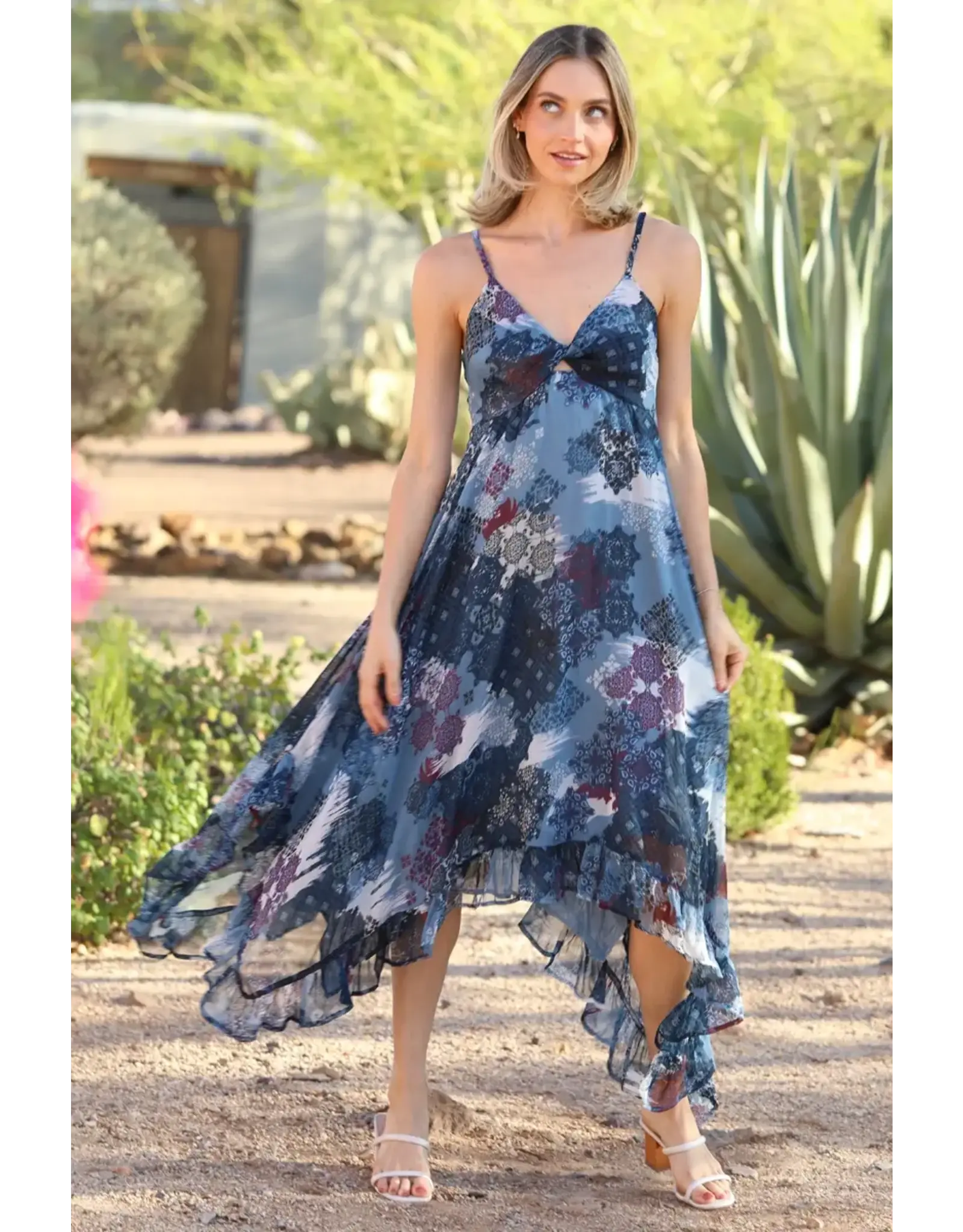 Angie Sharkbite Patch Print Maxi Dress
