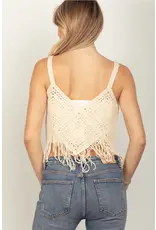 Very J Crochet Fringe Crop Top