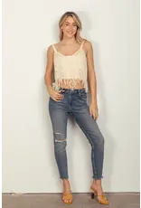 Very J Crochet Fringe Crop Top