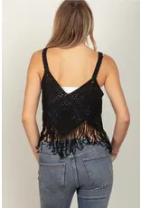 Very J Crochet Fringe Crop Top
