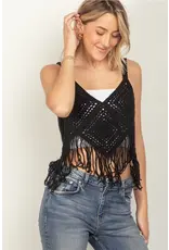 Very J Crochet Fringe Crop Top