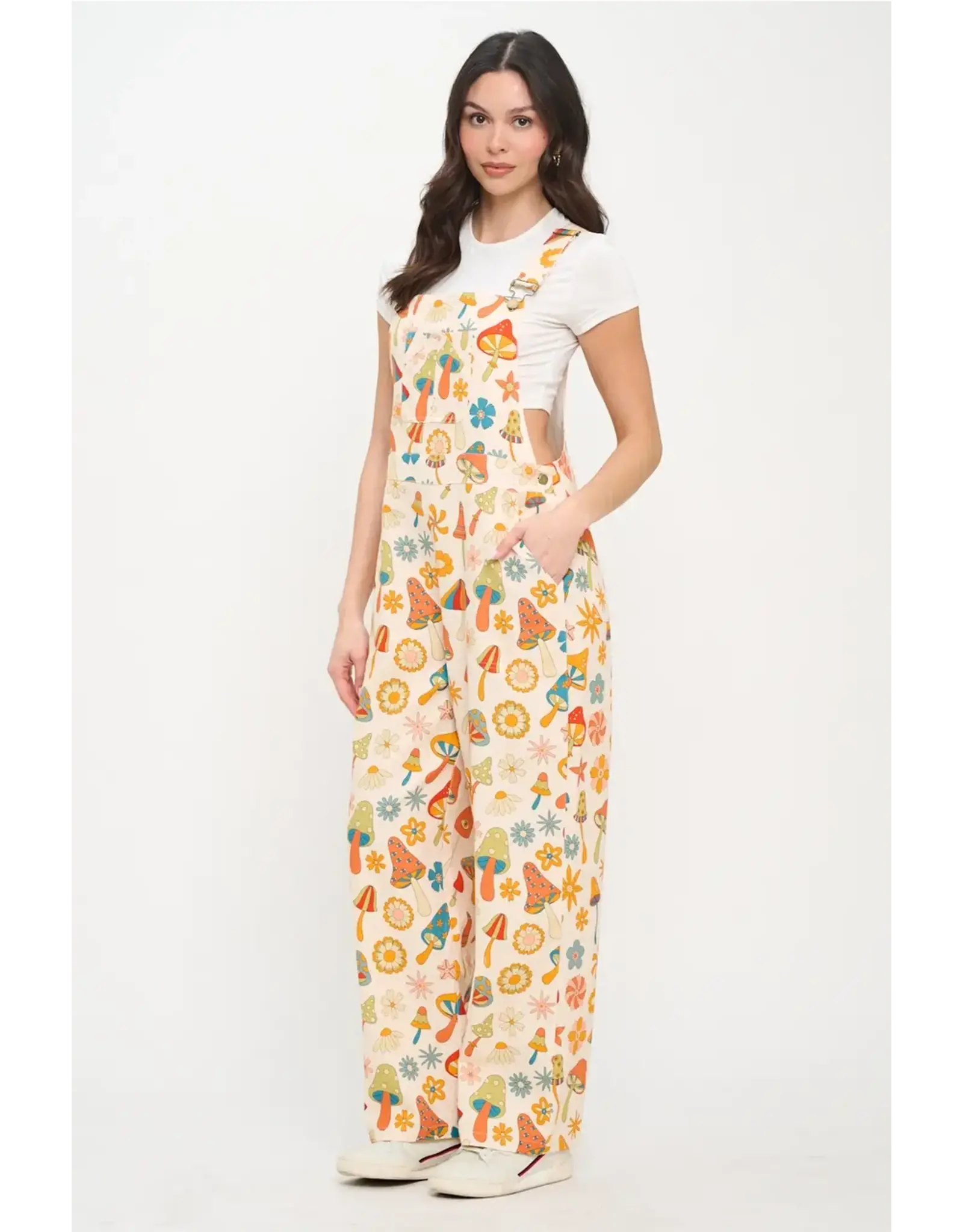 SM Wardrobe Colorful Floral Mushroom Print Overalls
