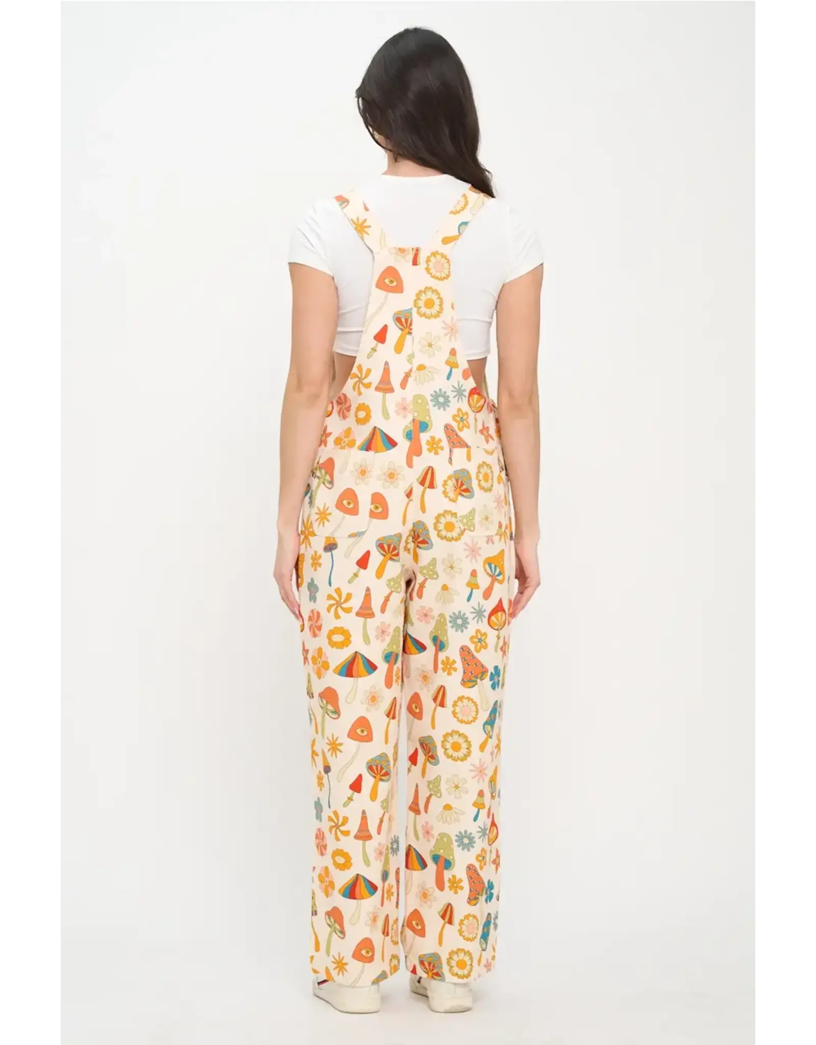 SM Wardrobe Colorful Floral Mushroom Print Overalls