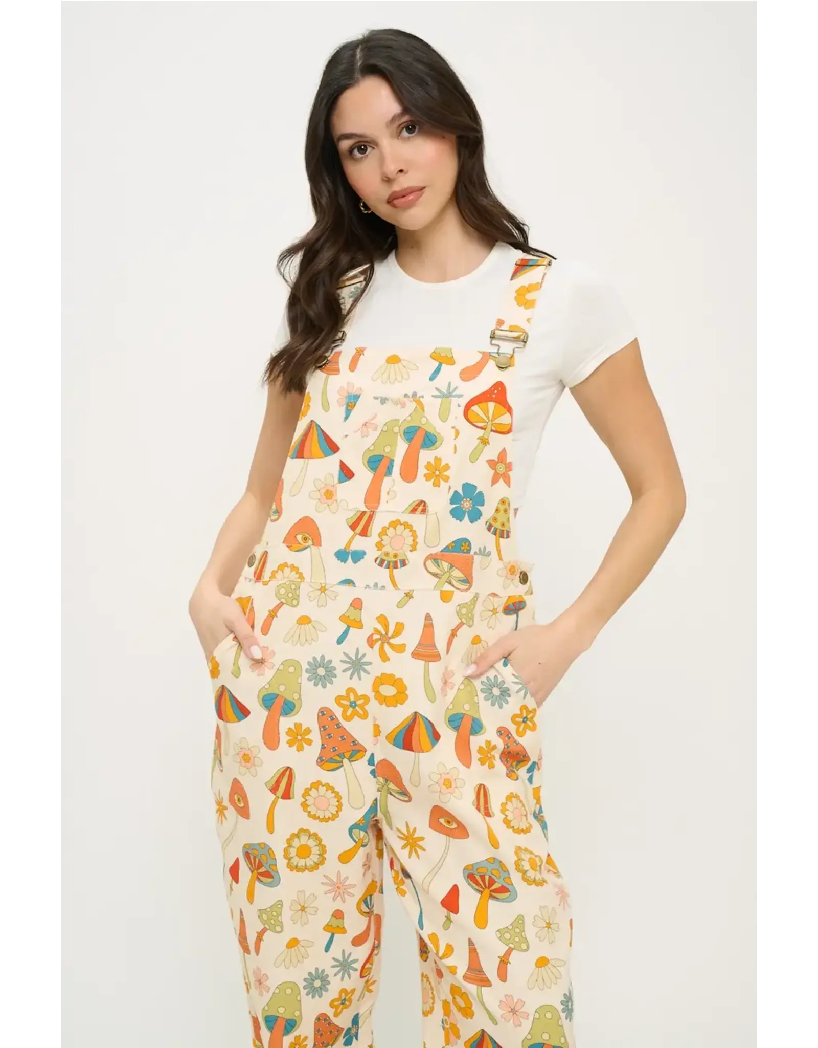 SM Wardrobe Colorful Floral Mushroom Print Overalls