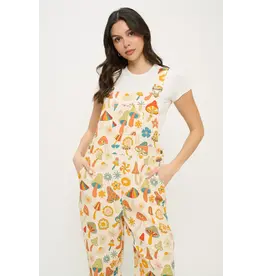 SM Wardrobe Colorful Floral Mushroom Print Overalls