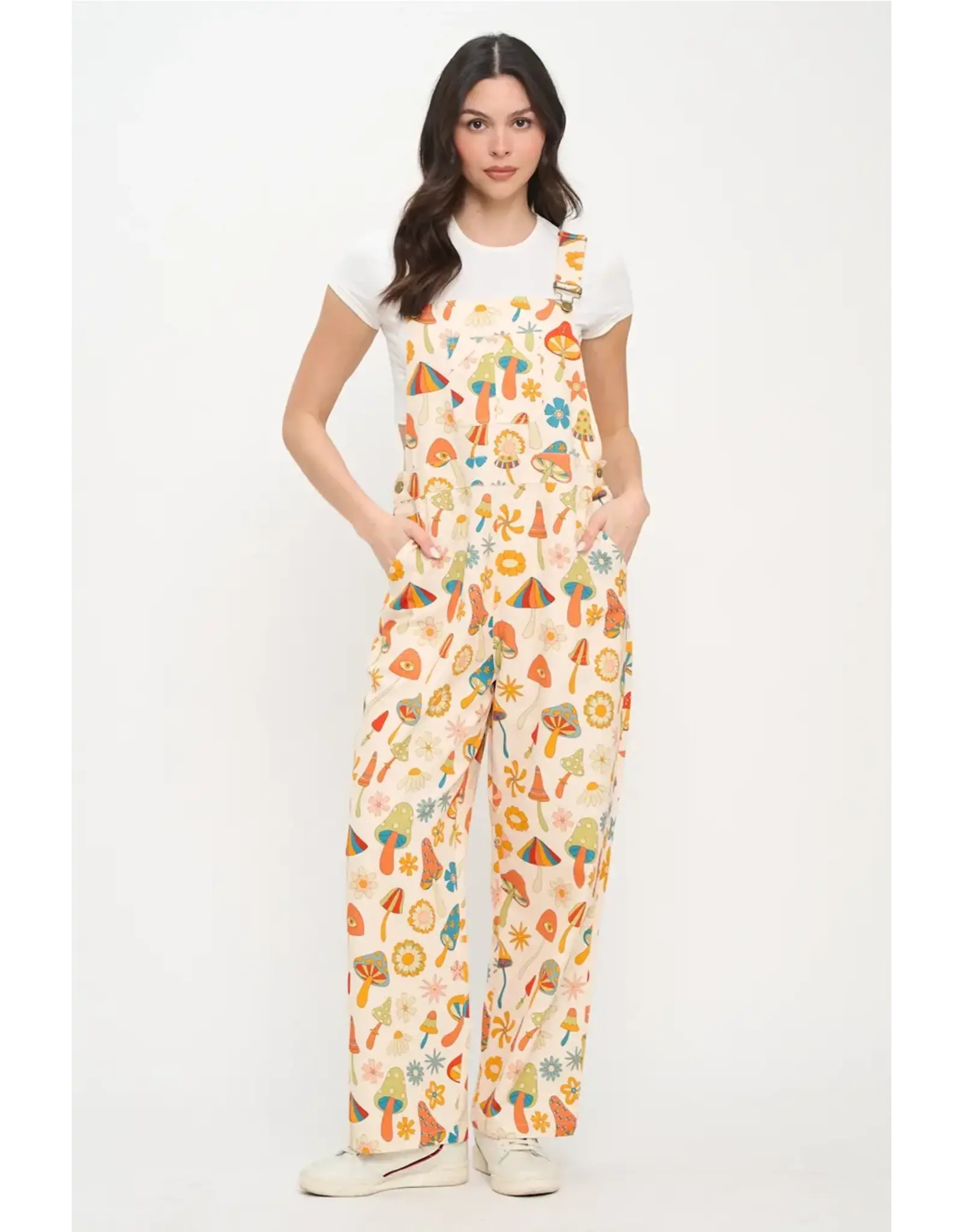 SM Wardrobe Colorful Floral Mushroom Print Overalls