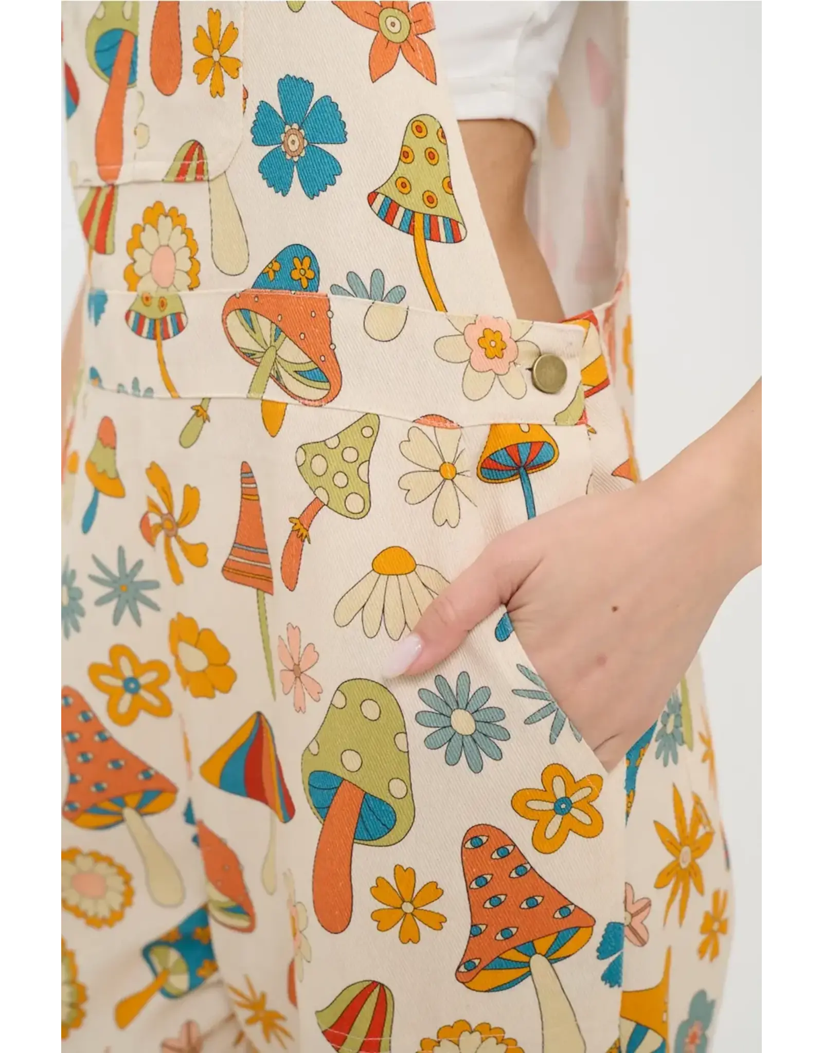 SM Wardrobe Colorful Floral Mushroom Print Overalls