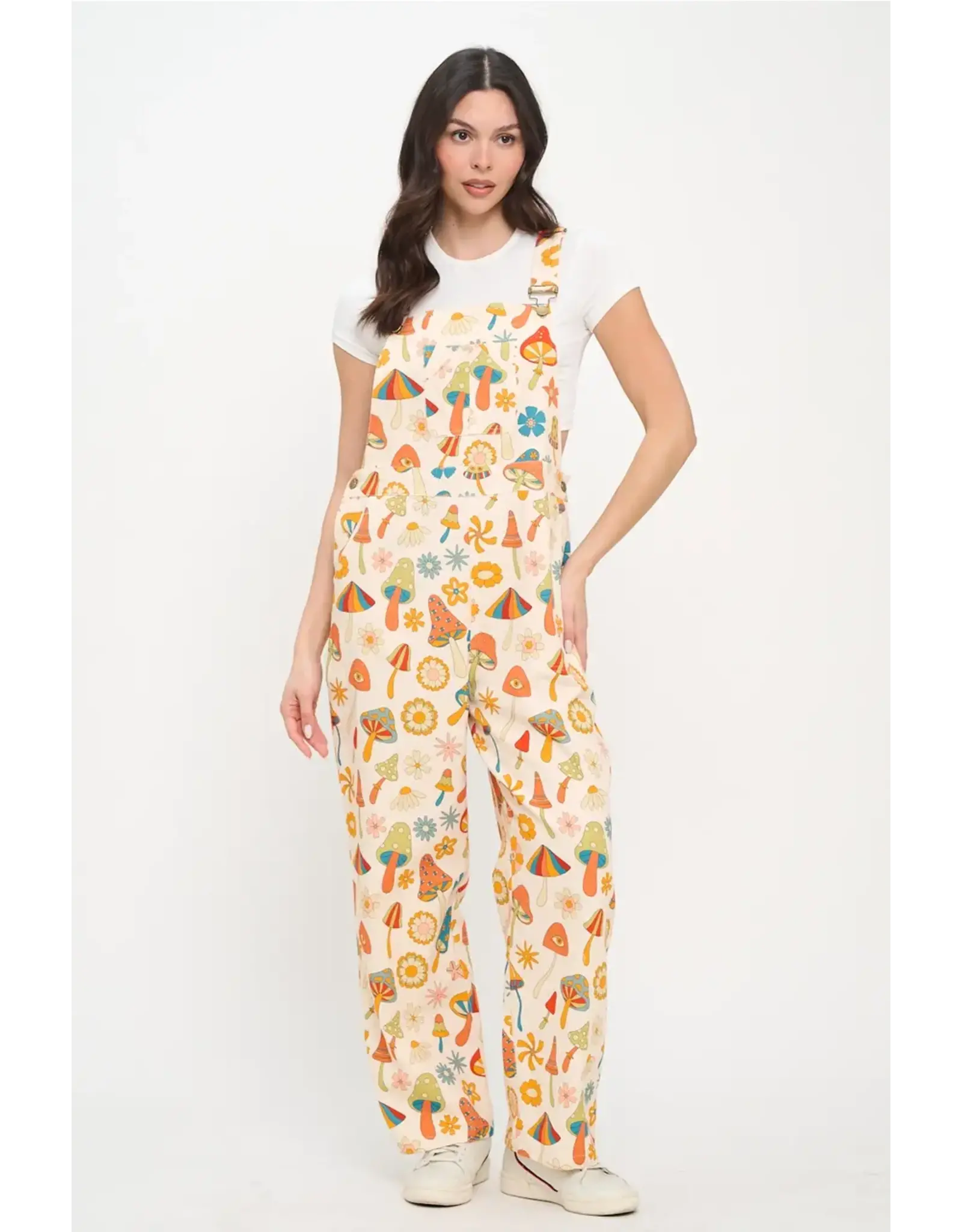 SM Wardrobe Colorful Floral Mushroom Print Overalls