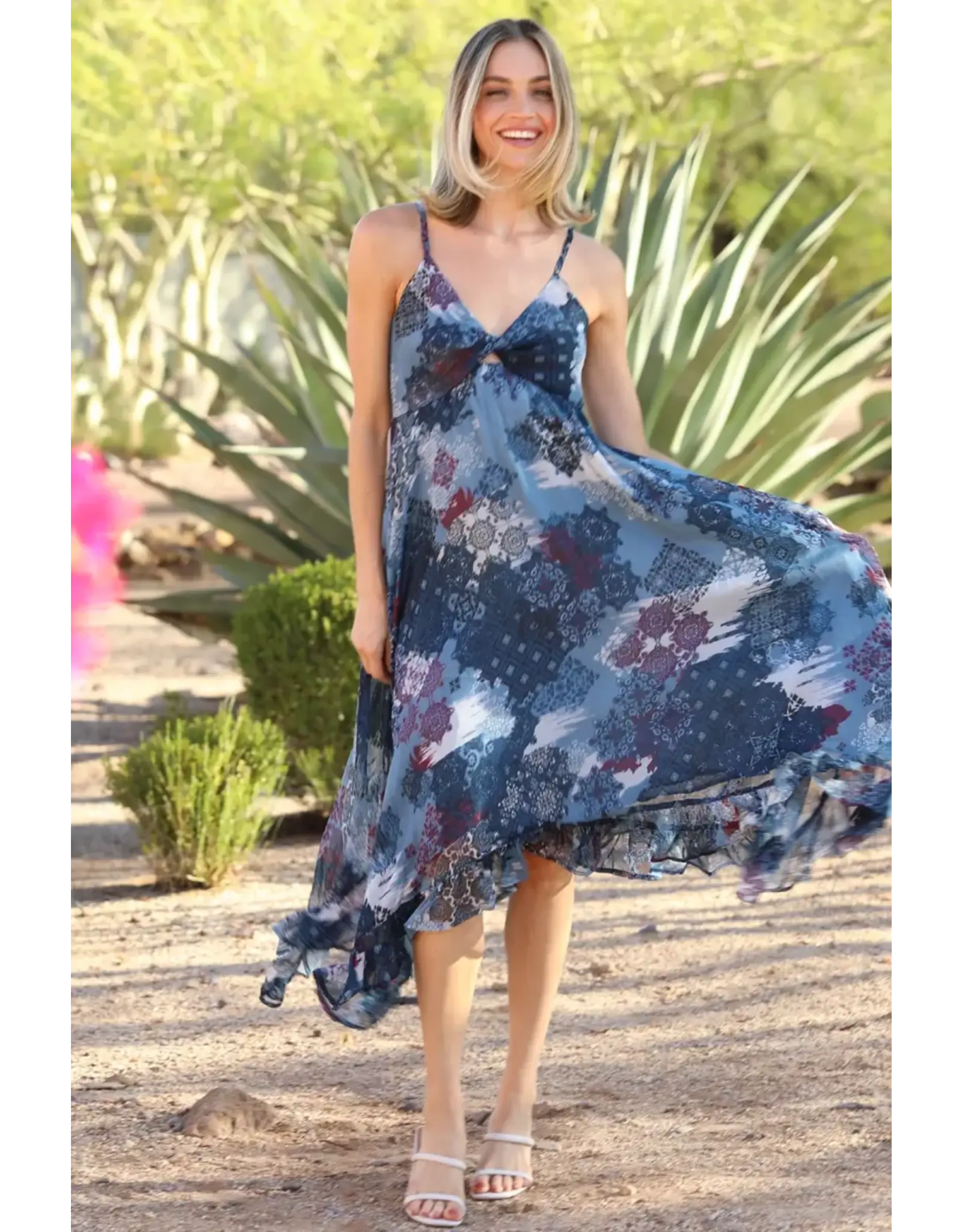 Angie Sharkbite Patch Print Maxi Dress