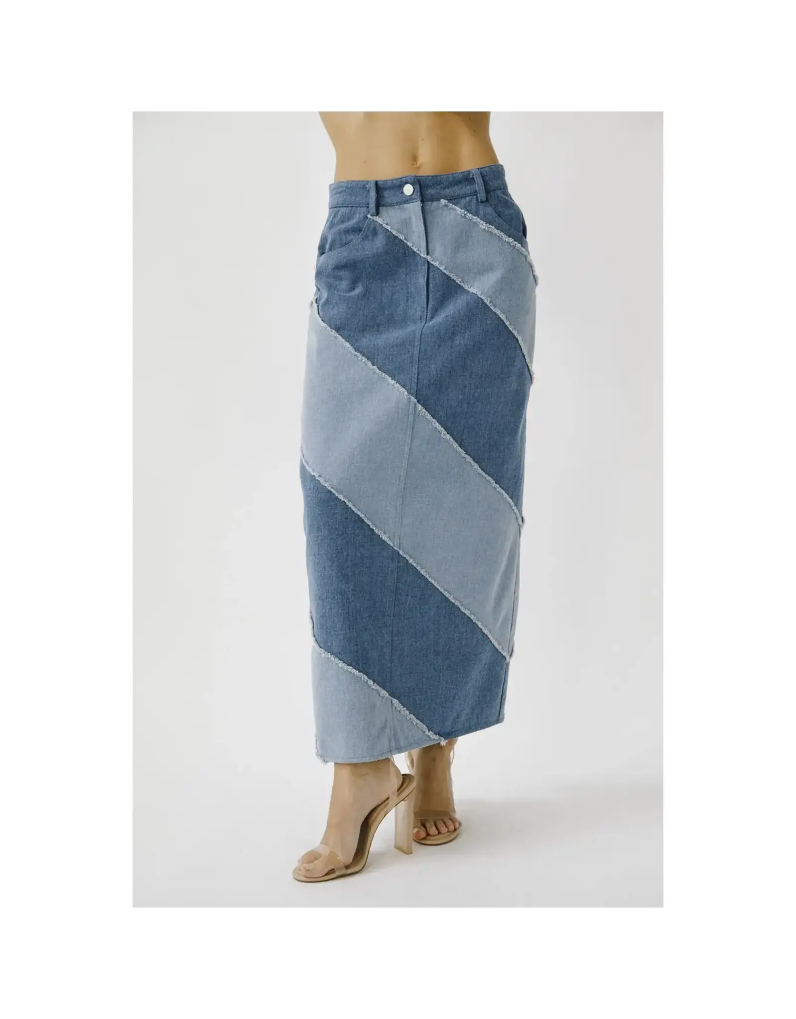 Storia Diagonal Block Denim Skirt