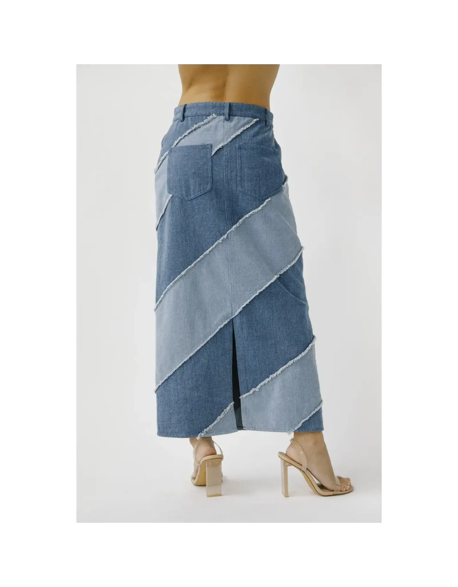 Storia Diagonal Block Denim Skirt