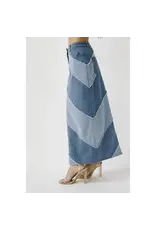 Storia Diagonal Block Denim Skirt