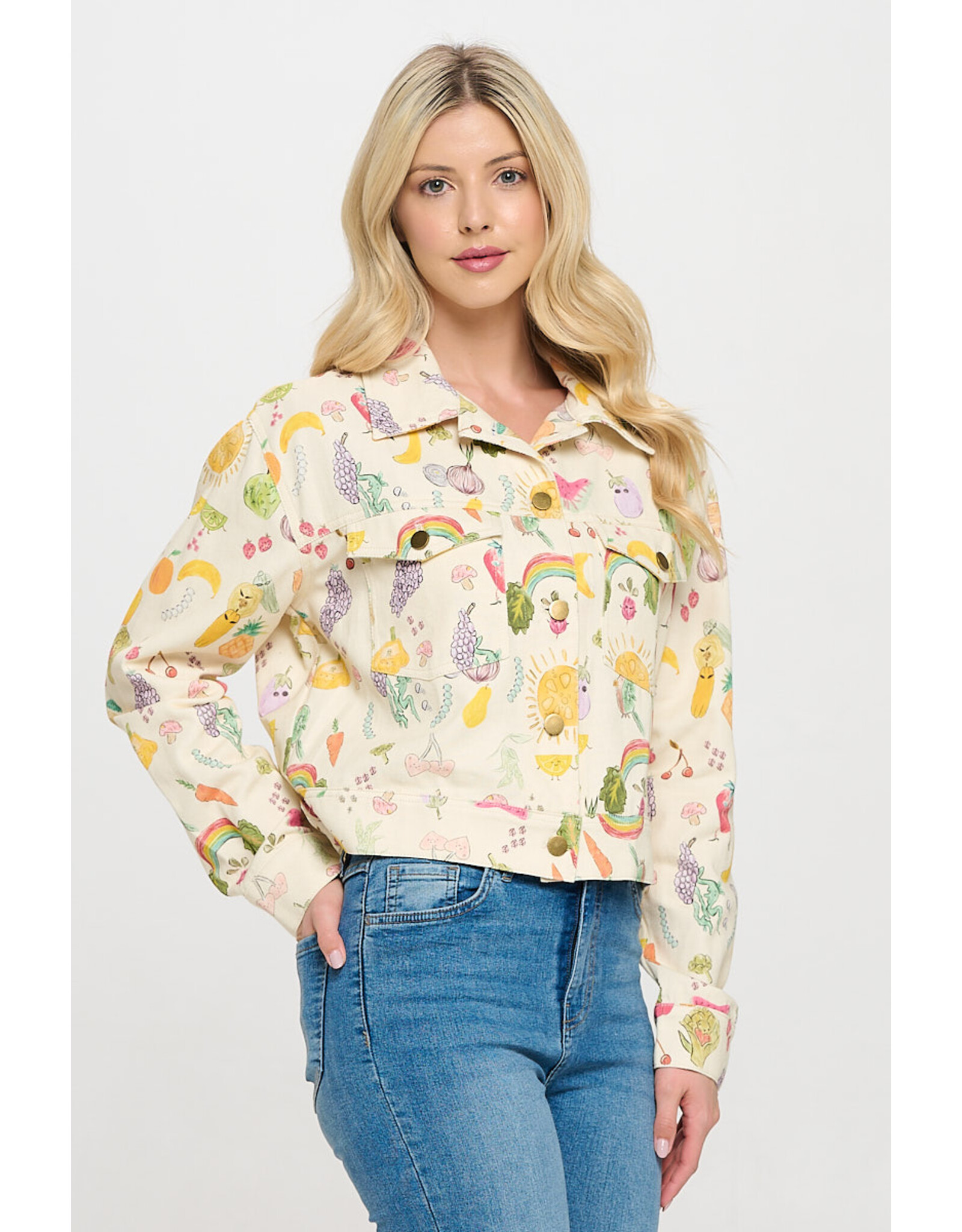 SM Wardrobe Fruit & Veggie Print Jacket