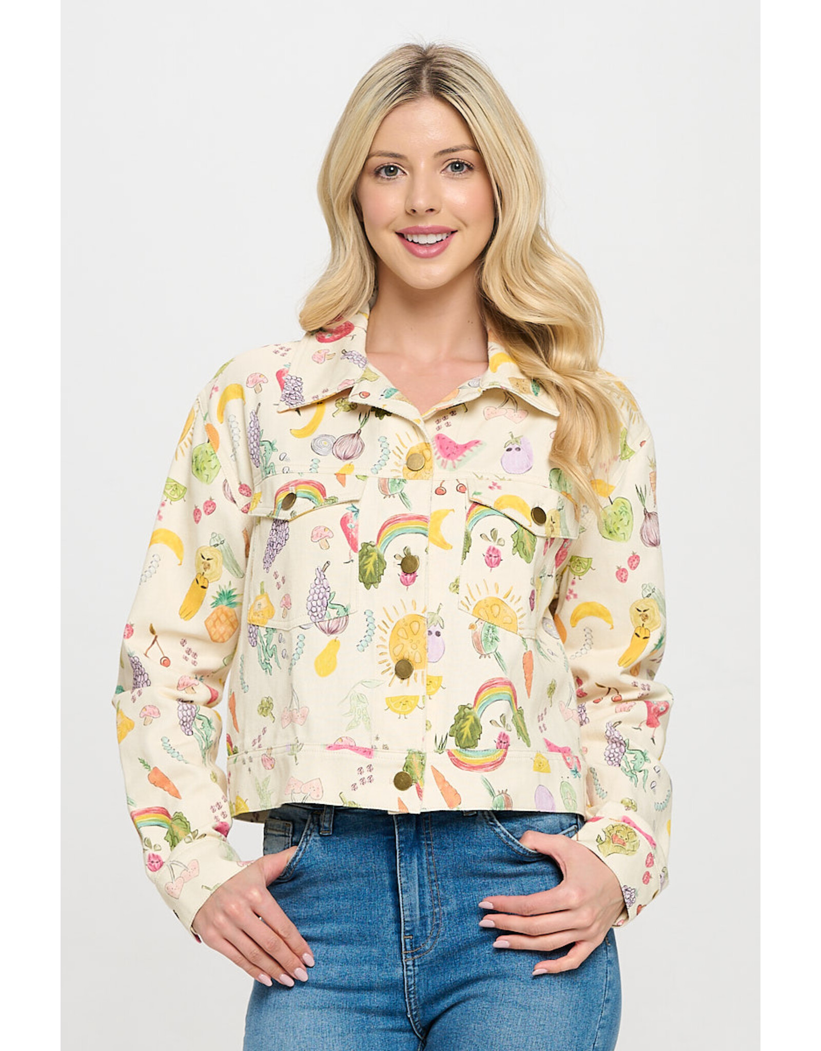 SM Wardrobe Fruit & Veggie Print Jacket