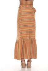 Lakhay's Ruffled Maxi Stripe Wrap Skirt