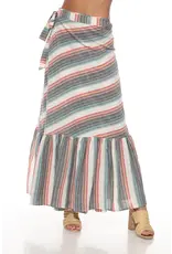 Lakhay's Ruffled Maxi Stripe Wrap Skirt