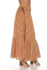 Lakhay's Ruffled Maxi Stripe Wrap Skirt