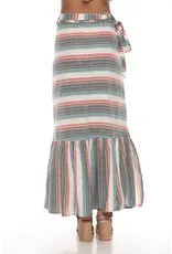 Lakhay's Ruffled Maxi Stripe Wrap Skirt
