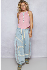 Pol Clothing Gauze Trim Embroidered Pants