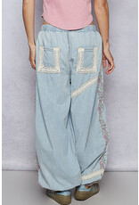 Pol Clothing Gauze Trim Embroidered Pants