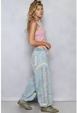 Pol Clothing Gauze Trim Embroidered Pants