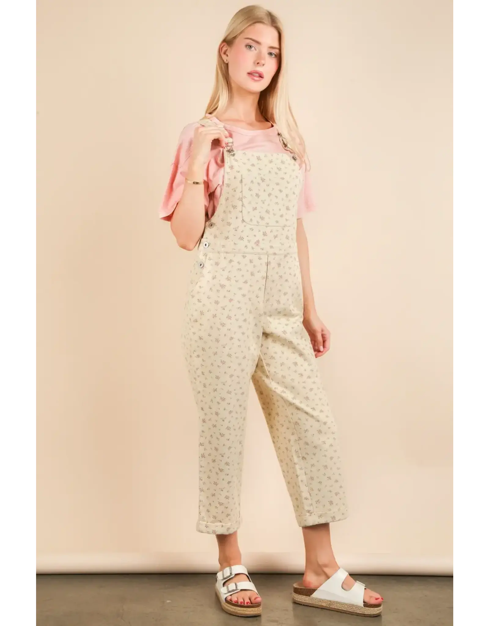 Very J Floral Printed Overall Jumpsuit